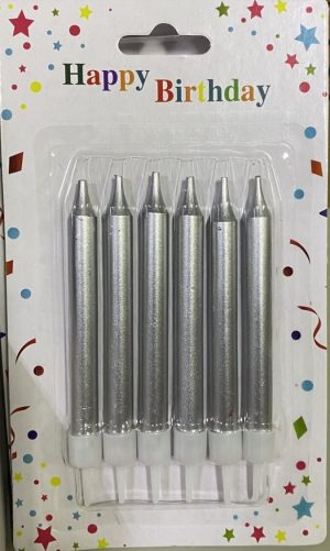 Születésnapi tortagyertya szett (ezüst, 8,5 cm)