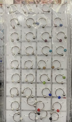 Piercing - színes strassz gömb (gyűrűs)