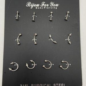 Szemöldök piercing (vegyes, fekete lapon)