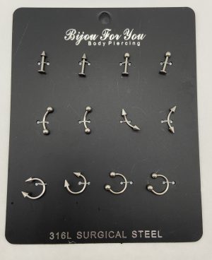 Szemöldök piercing (vegyes, fekete lapon)