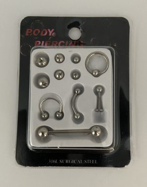Piercing készlet (11 db-os, vegyes)